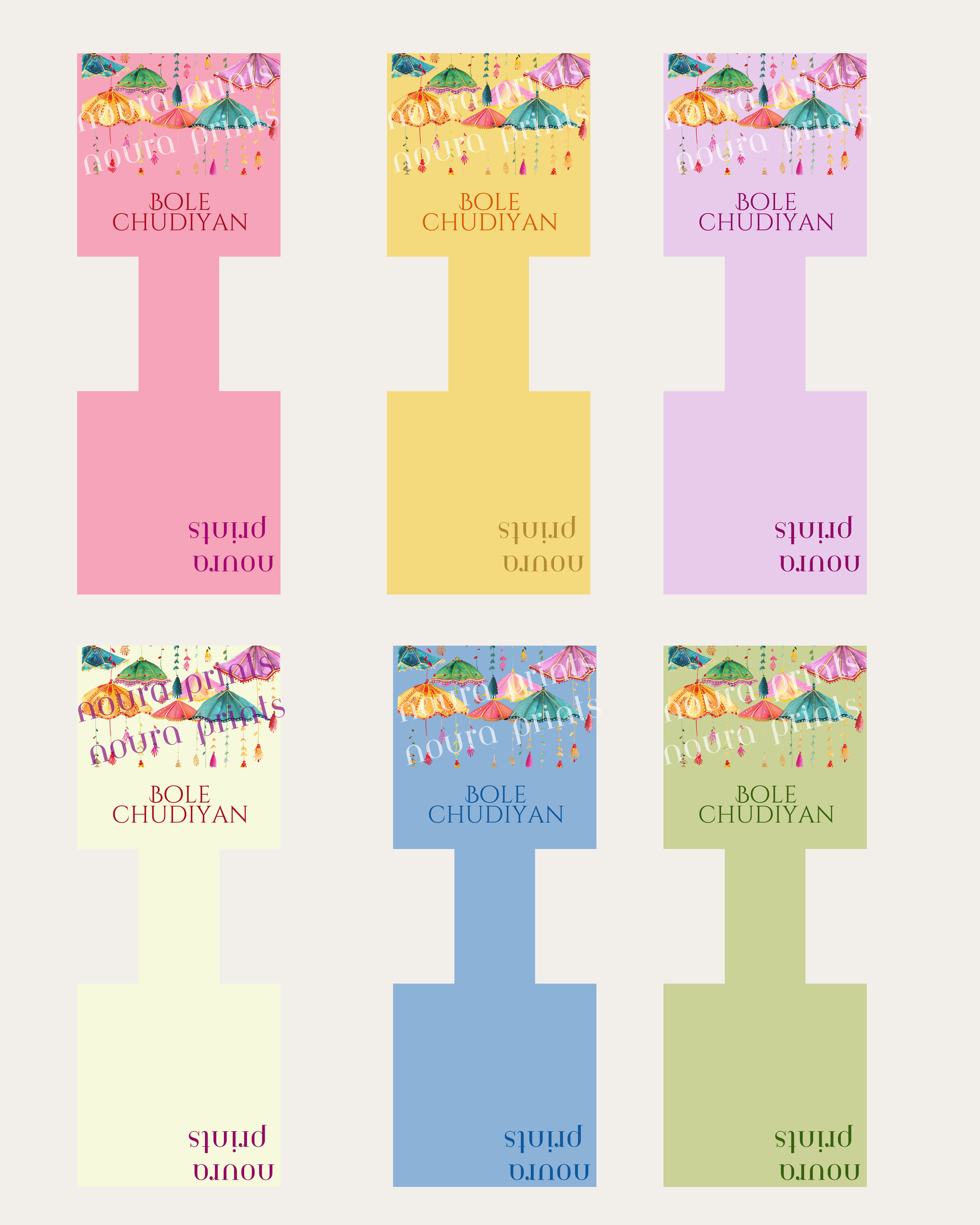 Pastel Umbrella Bangle Tags