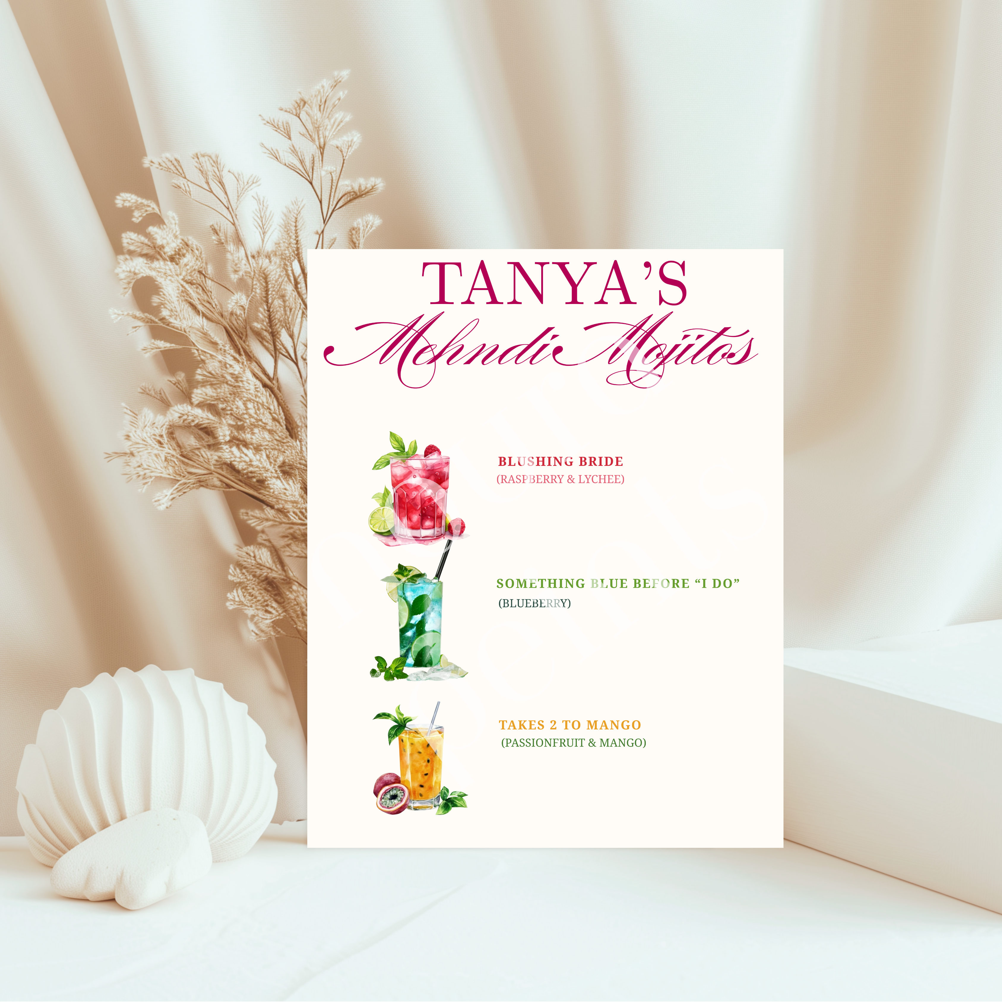 The Mehndi Mocktail Menu Print