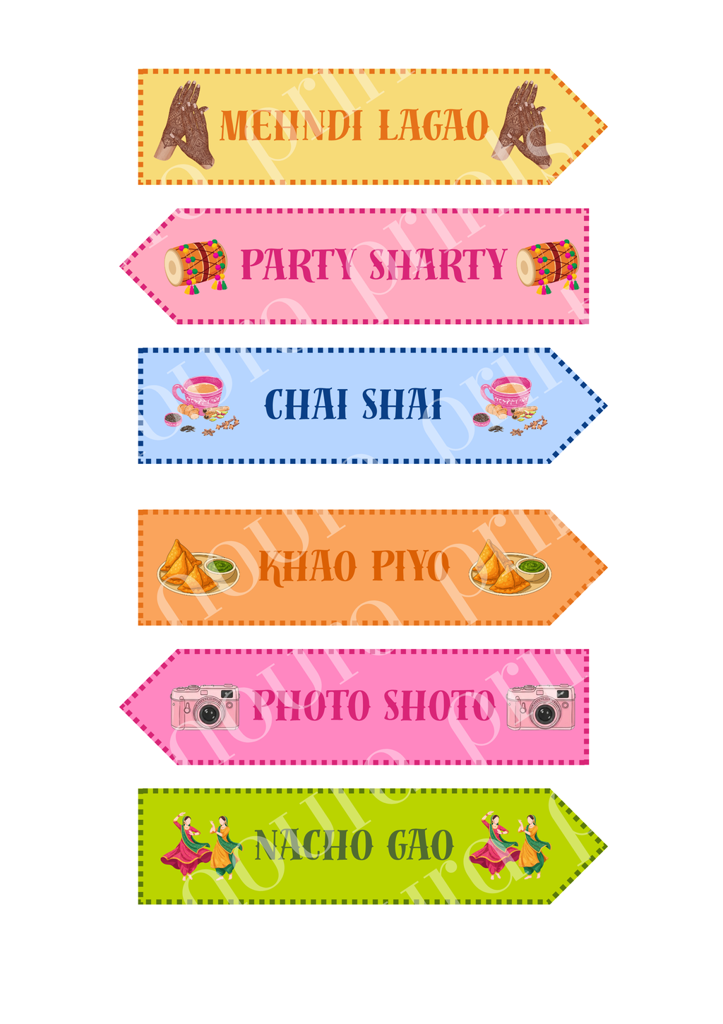 Mehndi Directional Arrow Signs