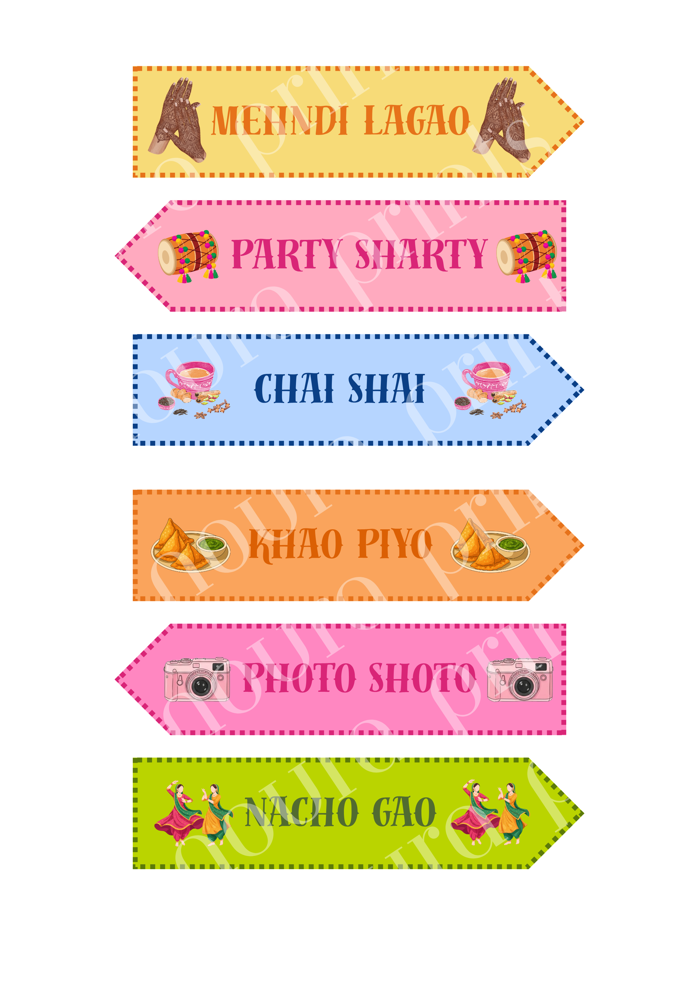 Mehndi Directional Arrow Signs