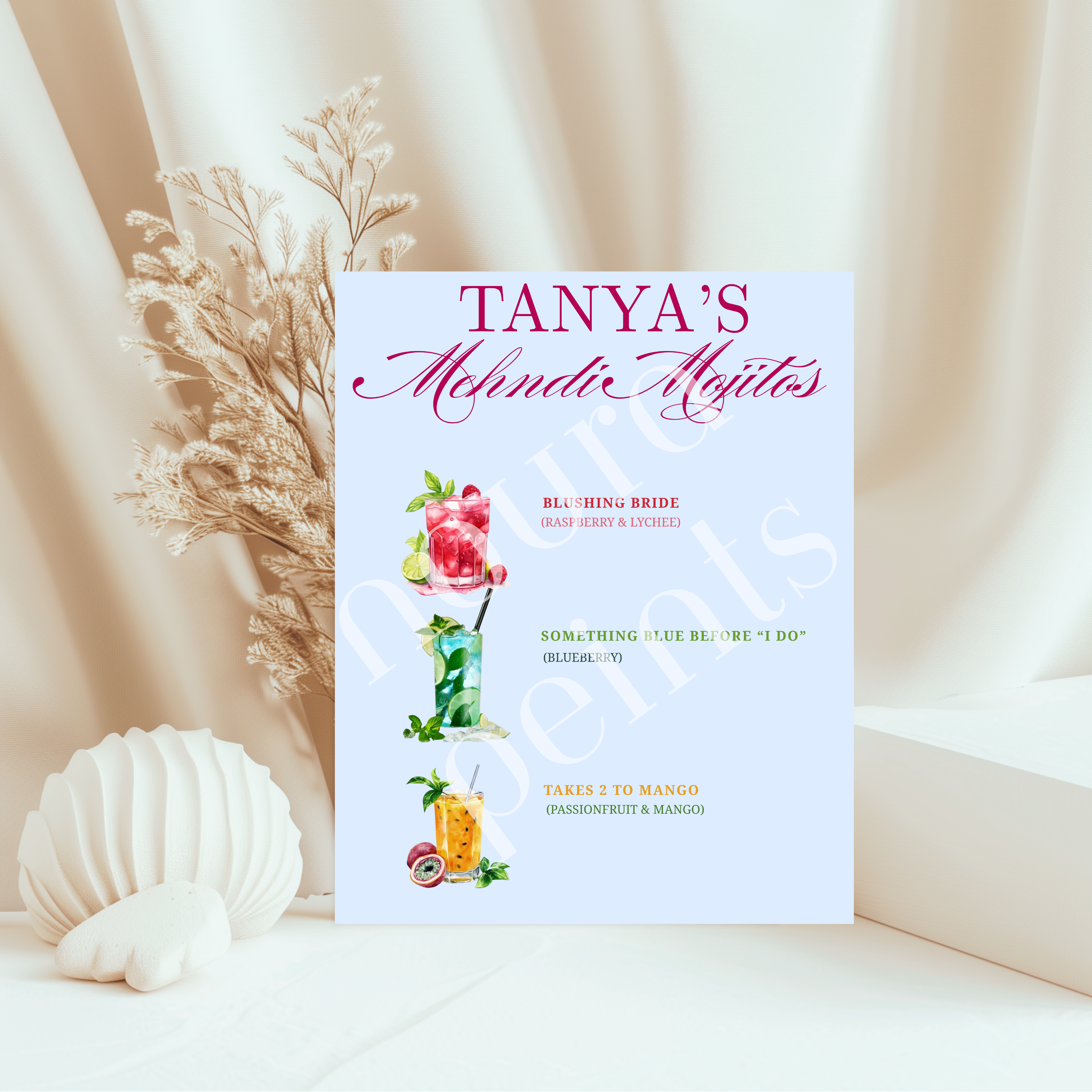 The Mehndi Mocktail Menu Print