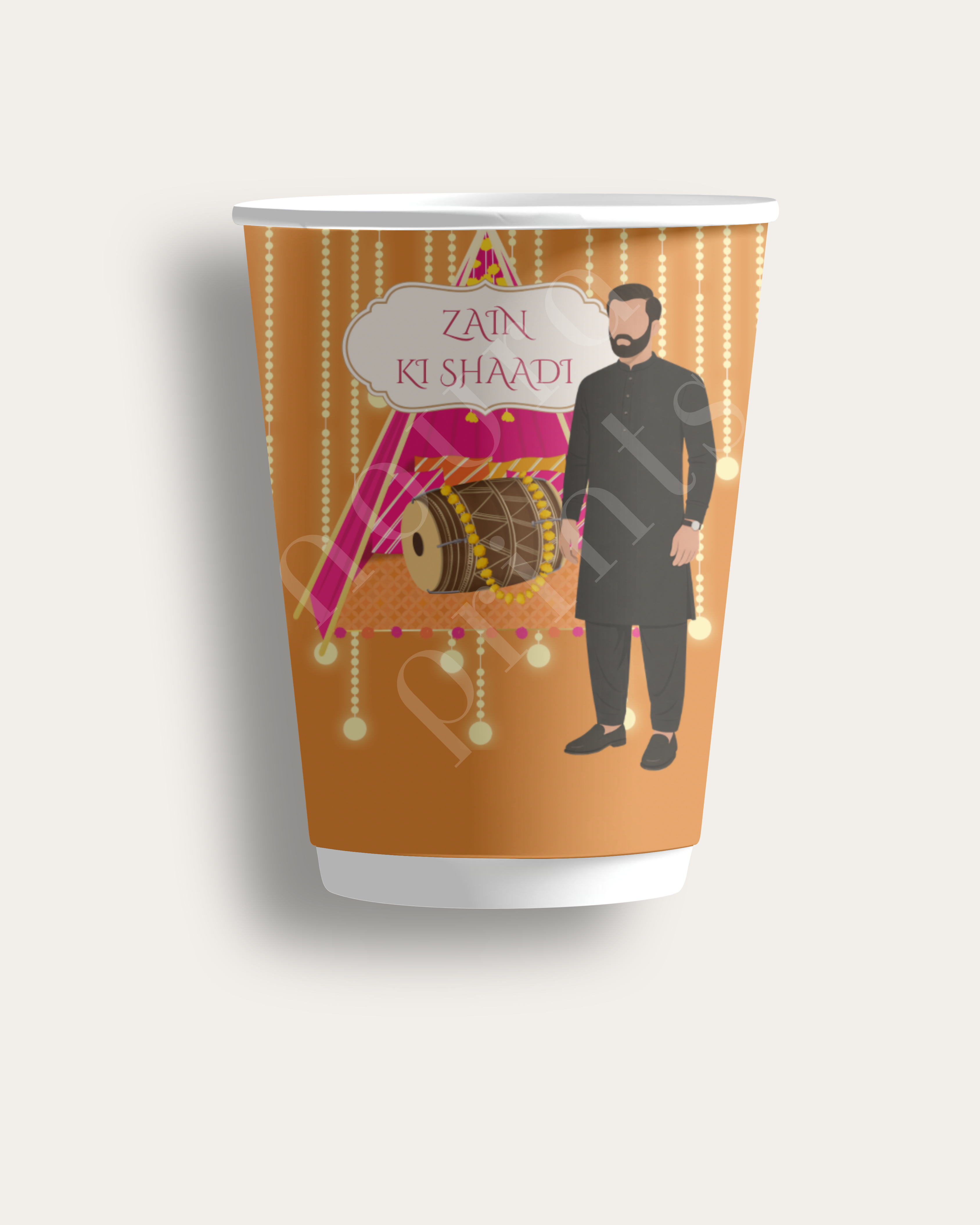 Grooms Dholki Cup Set