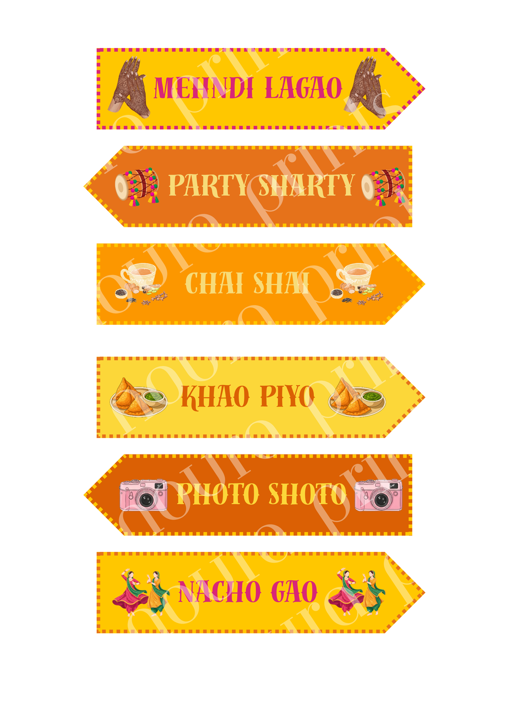 Mehndi Directional Arrow Signs