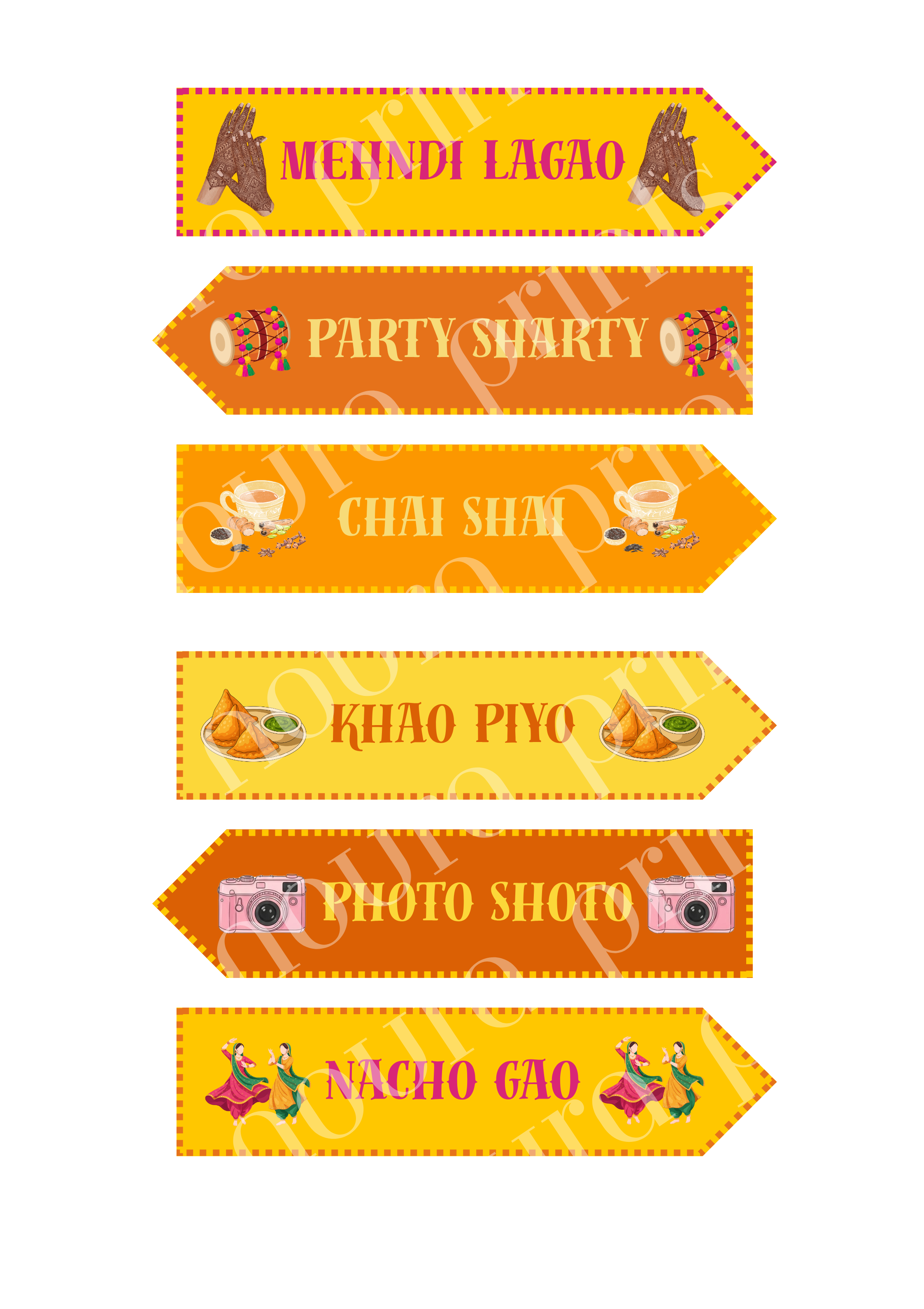 Mehndi Directional Arrow Signs