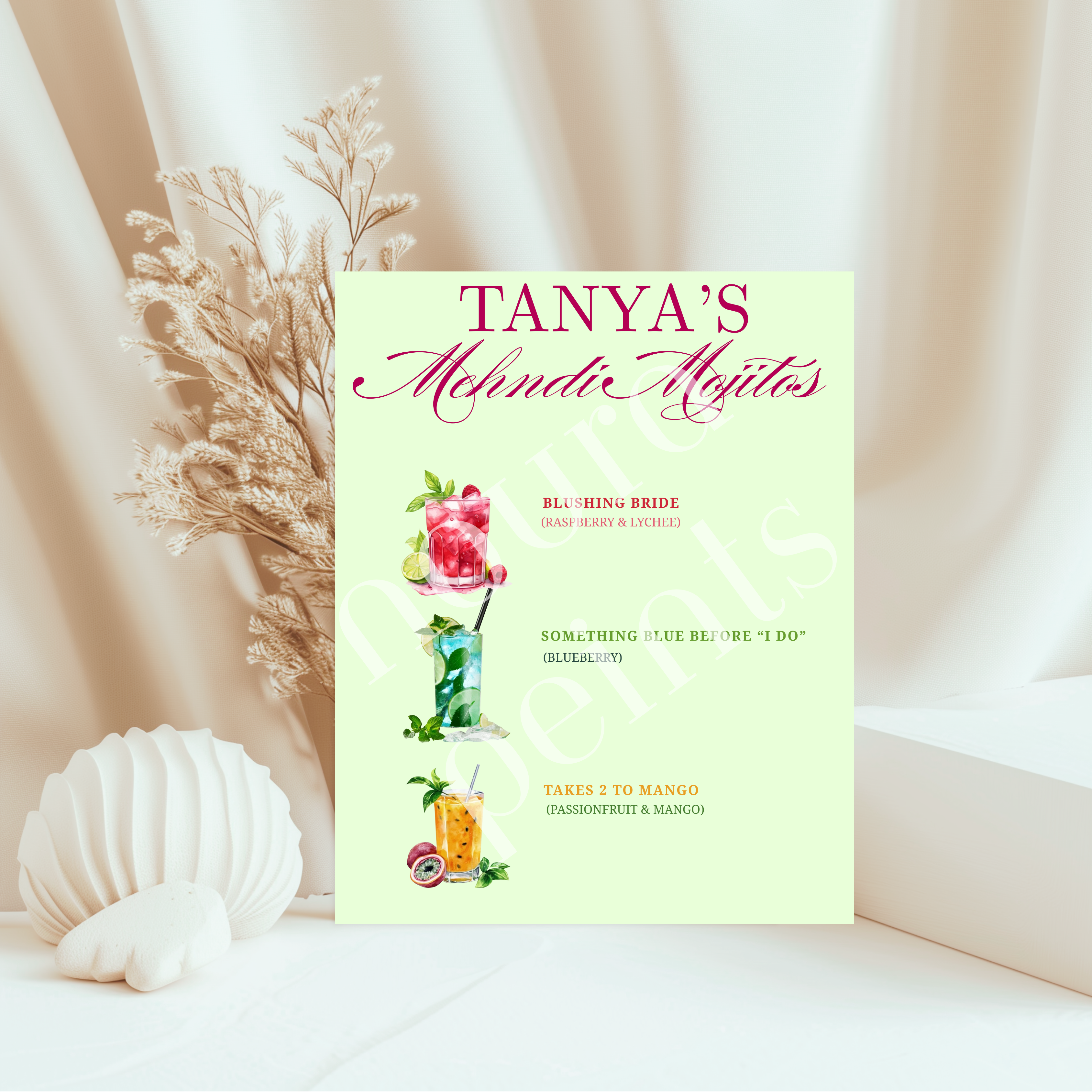The Mehndi Mocktail Menu Print