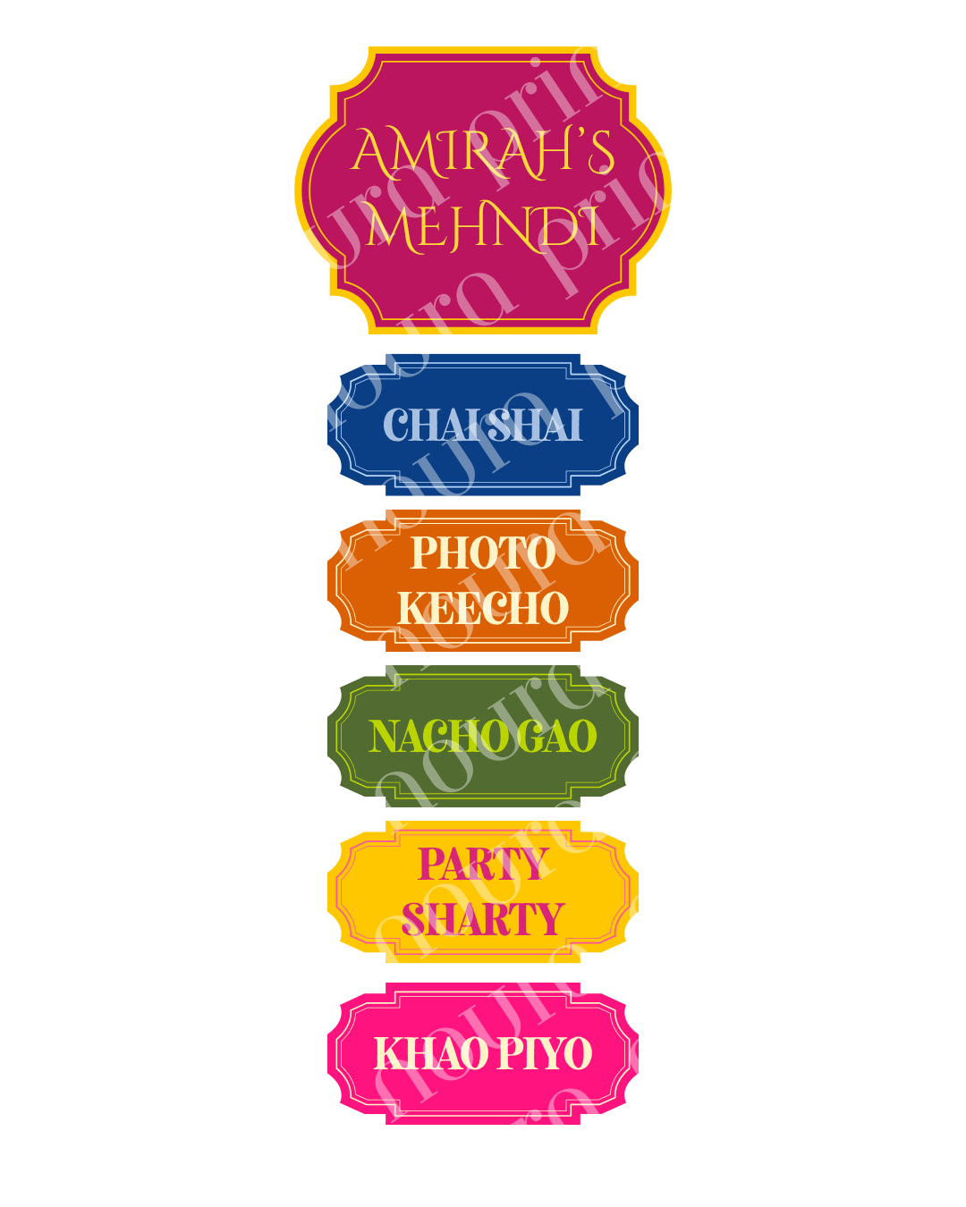 Luxury Mehndi Signage Set