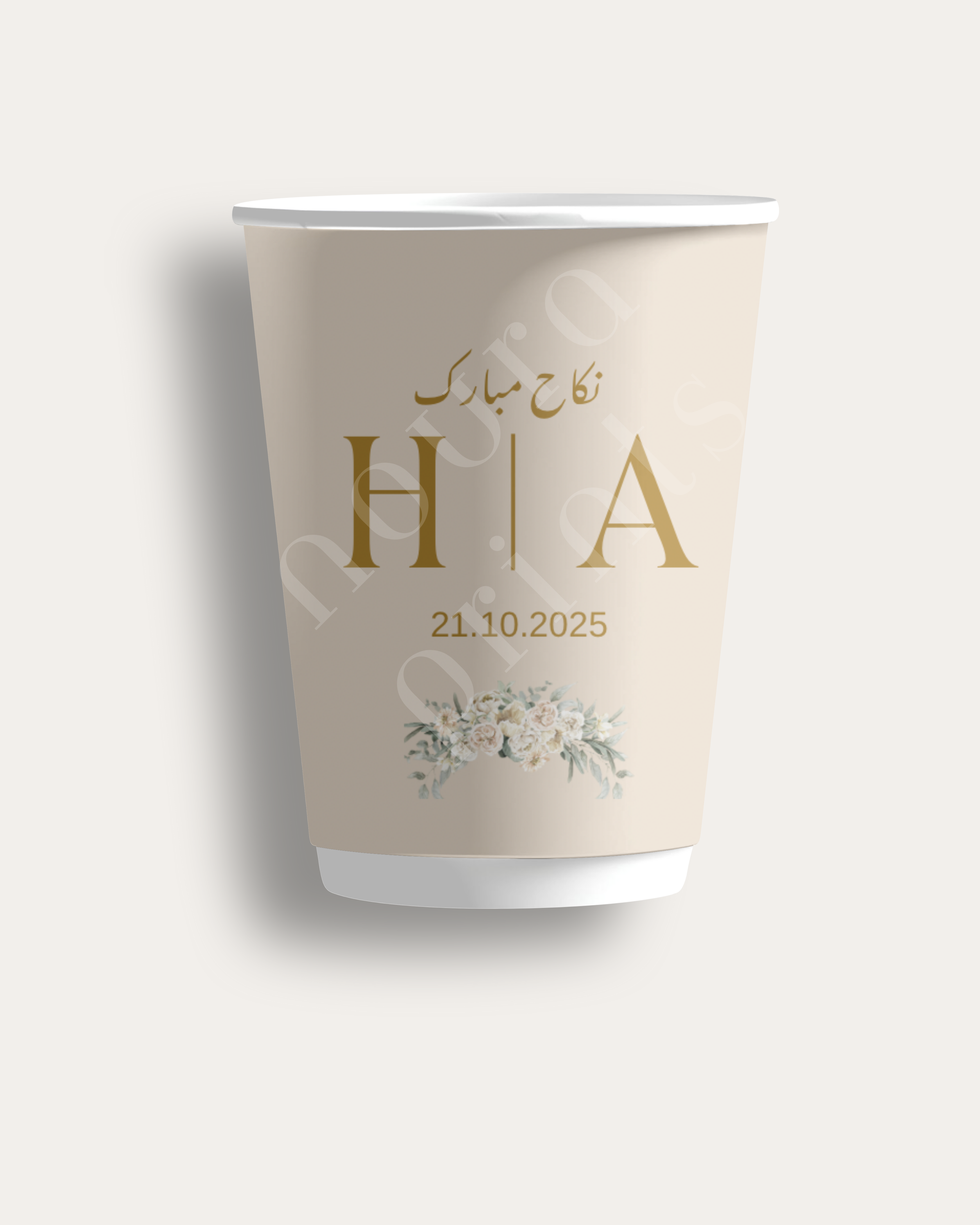 Neutral Gold Initial Cup Set