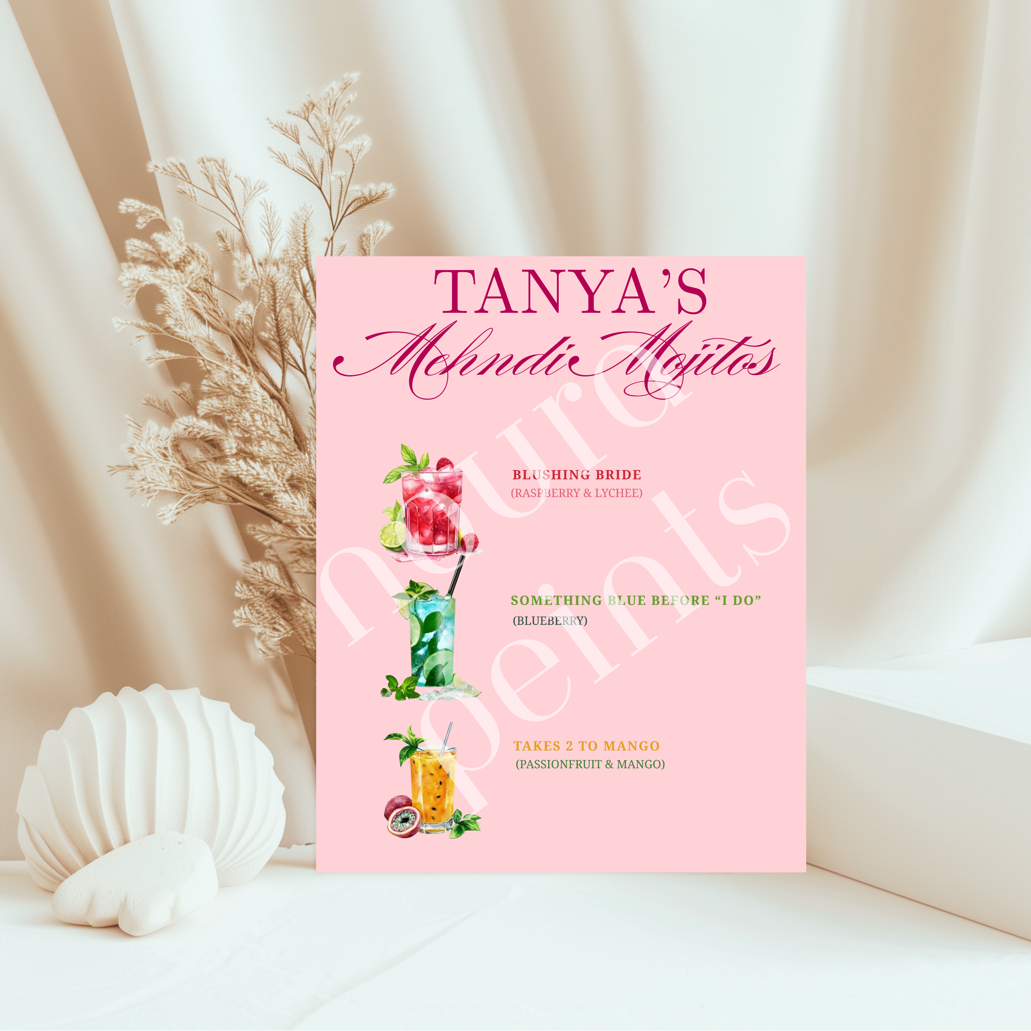 The Mehndi Mocktail Menu Print