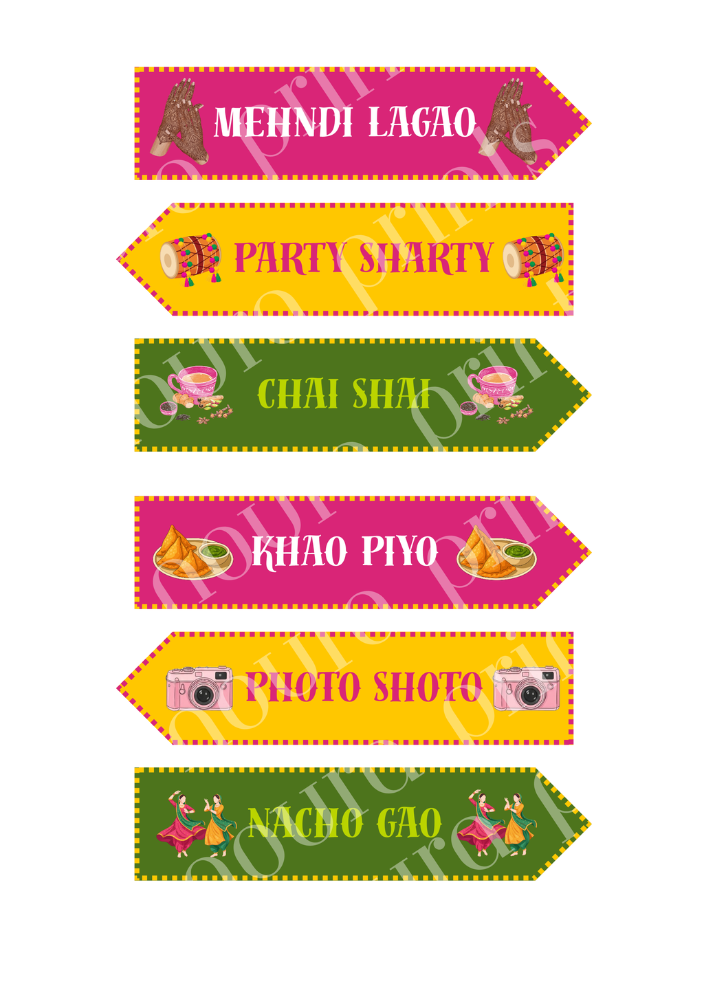 Mehndi Directional Arrow Signs