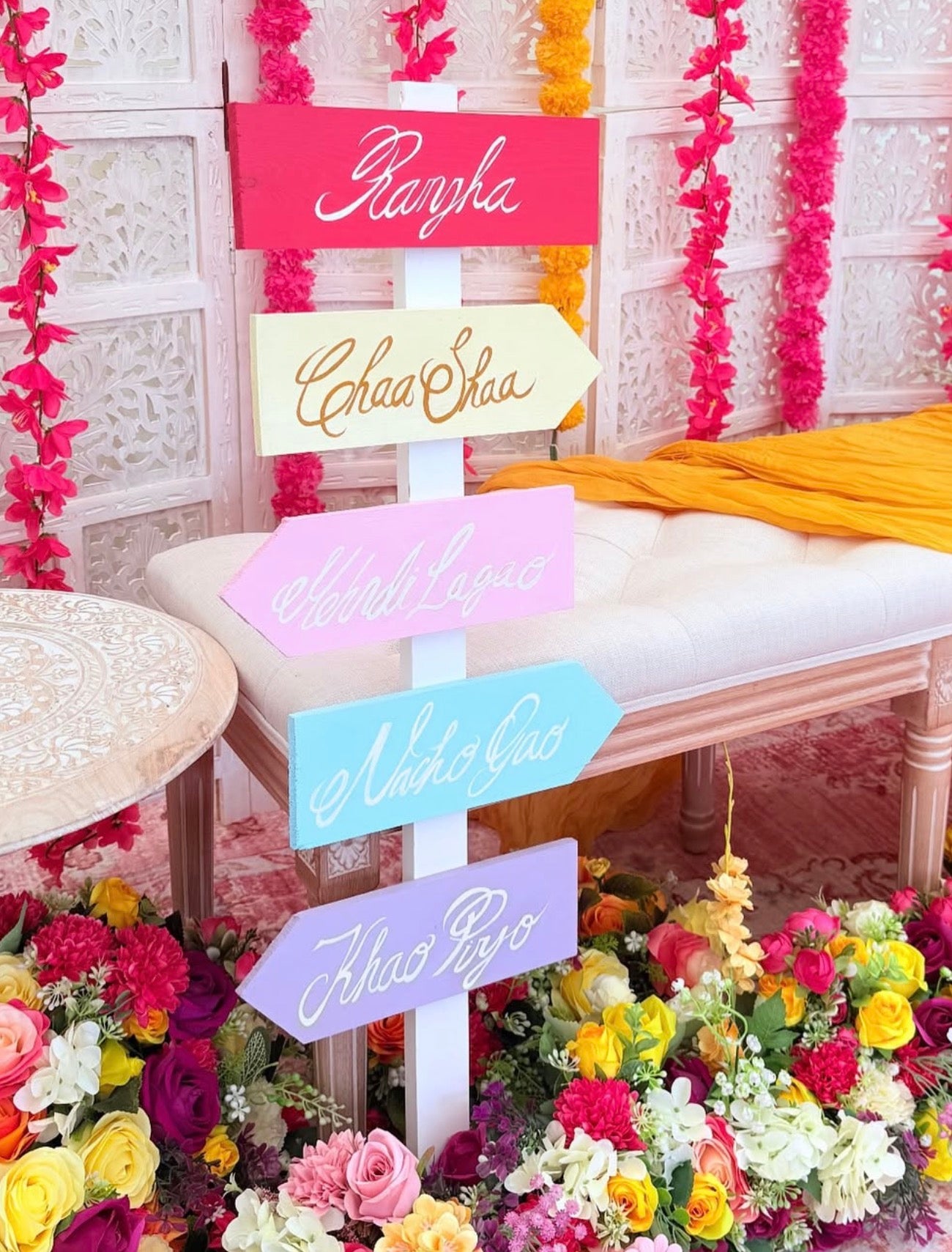 Wooden Bazaar Arrow Sign