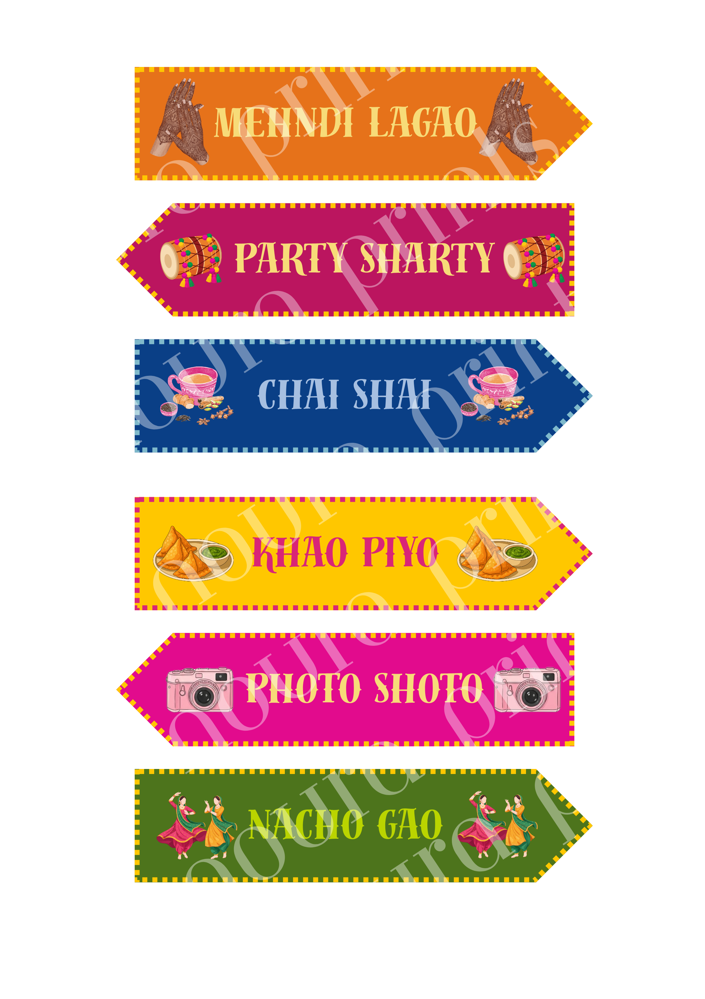 Mehndi Directional Arrow Signs